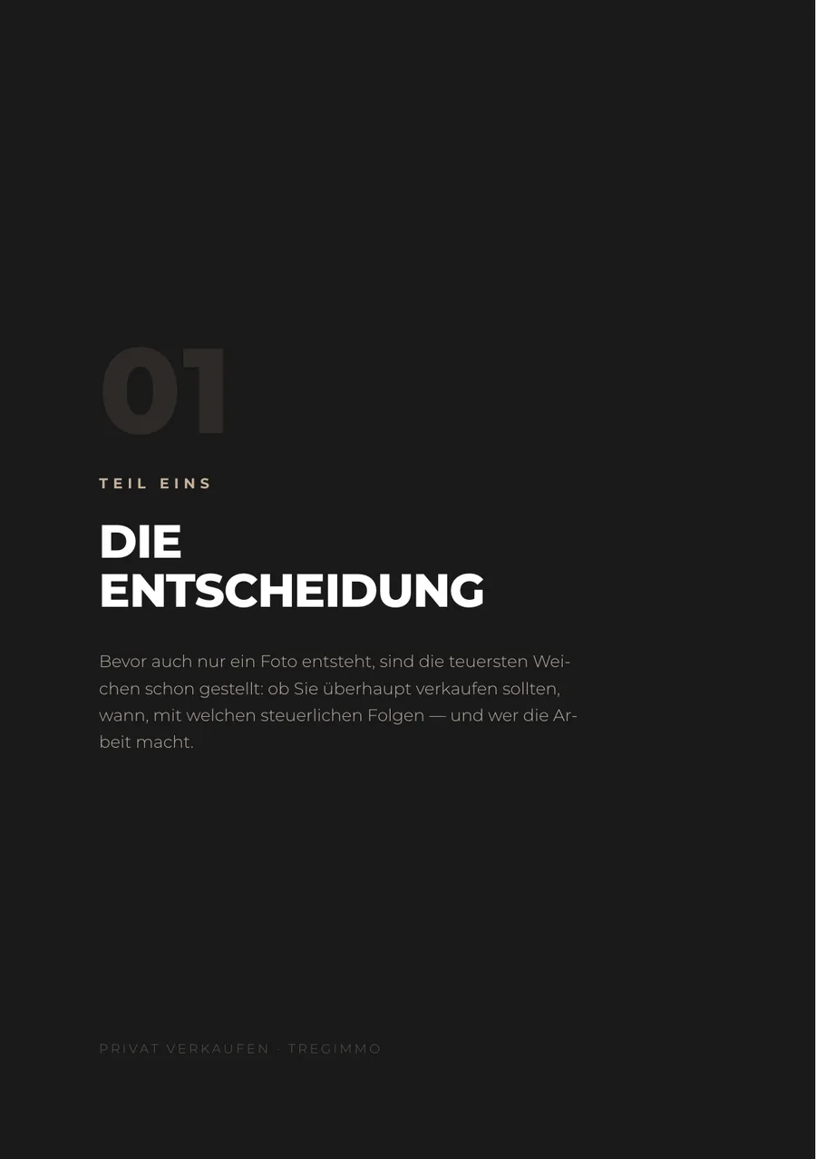 Trennseite zu Teil eins des Handbuchs mit dem Titel Die Entscheidung