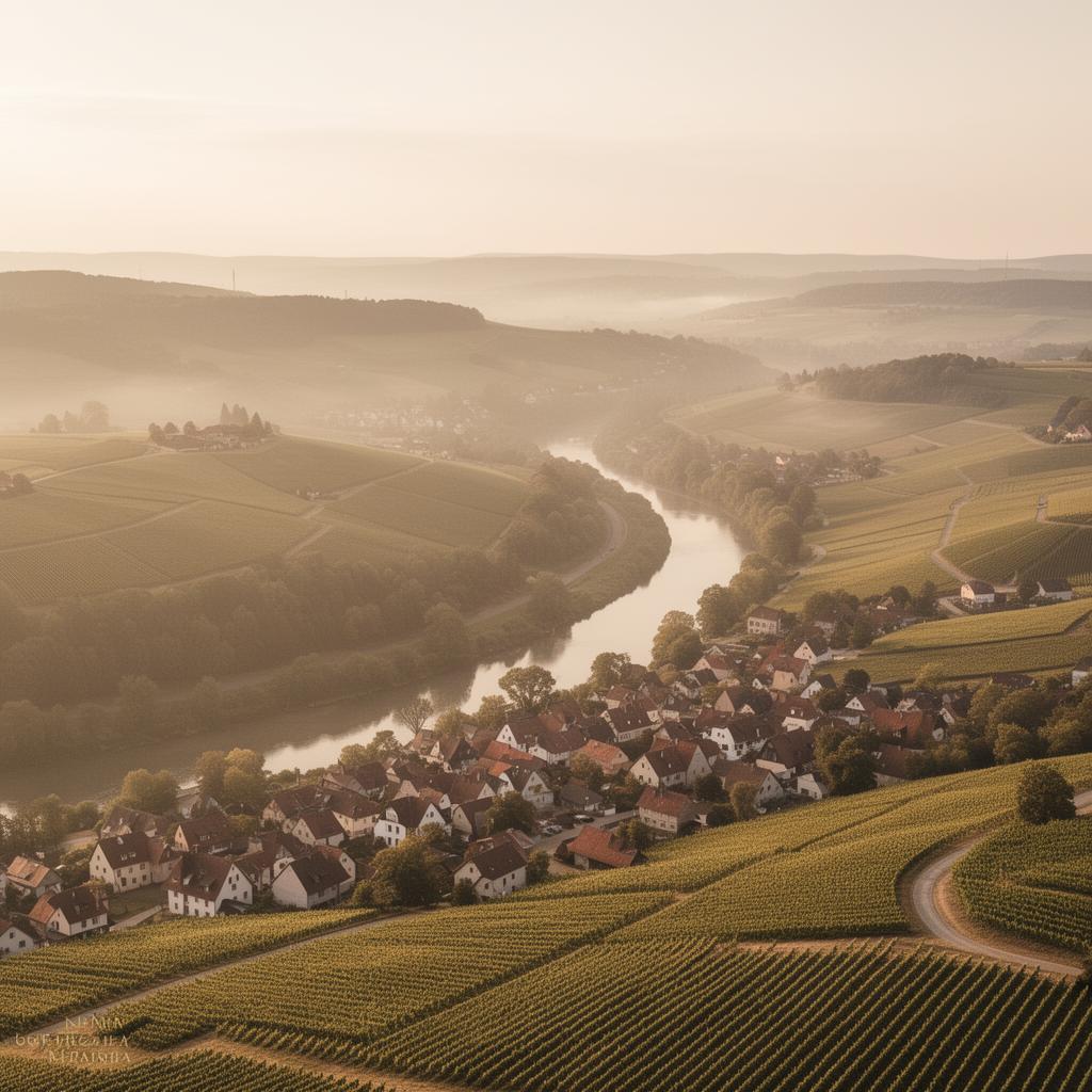 Luftbild der Kocher-Jagst-Region mit Weinbergen und kleinen Ortschaften